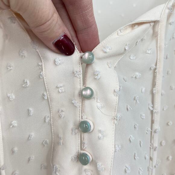 Matilda Jane Swiss Dot Blouse Size M Serendipity Sheer Textured Blush Cream - Picture 4 of 9